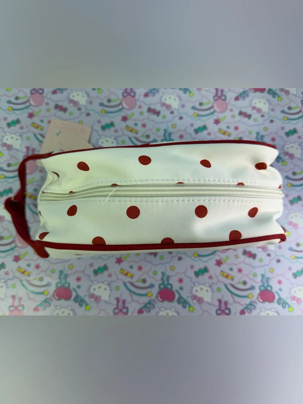 Red Polka Dot 'My Sweet Piano' Cosmetic Bag